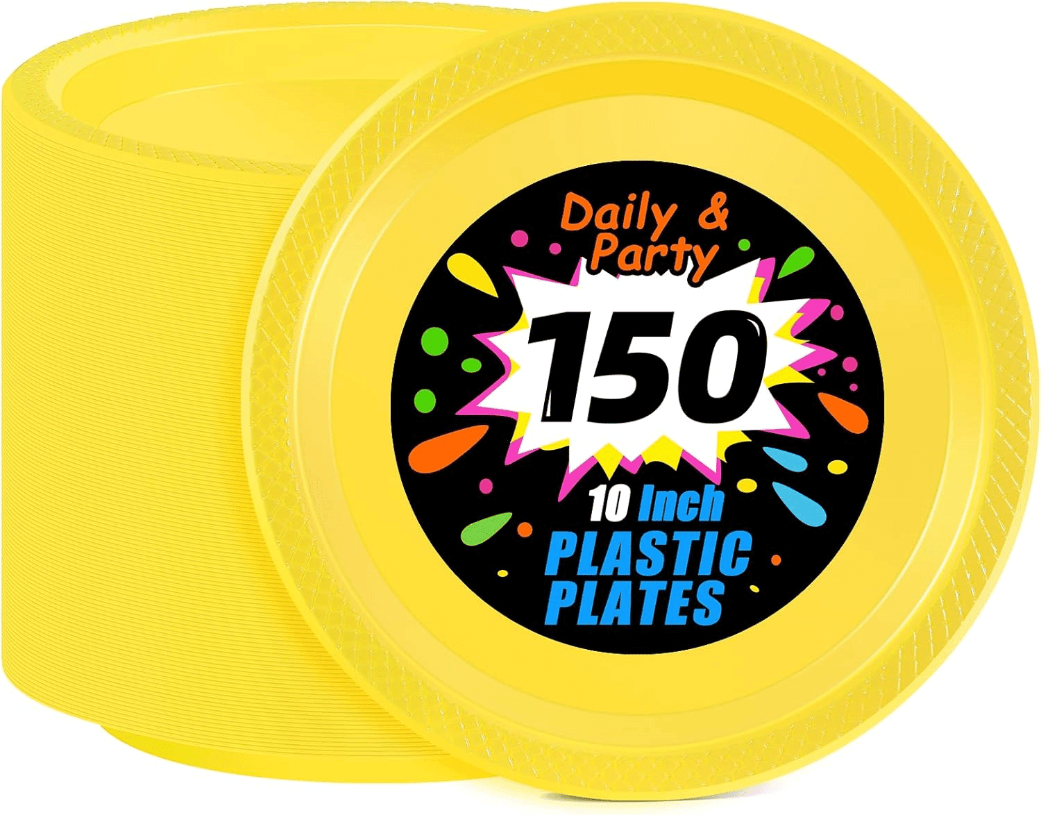 Yellow 10inch Disposable Dinner Plates for Party (150 Pieces) — view 1