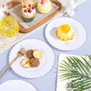 White Scalloped Plastic Plates Disposable — view 5