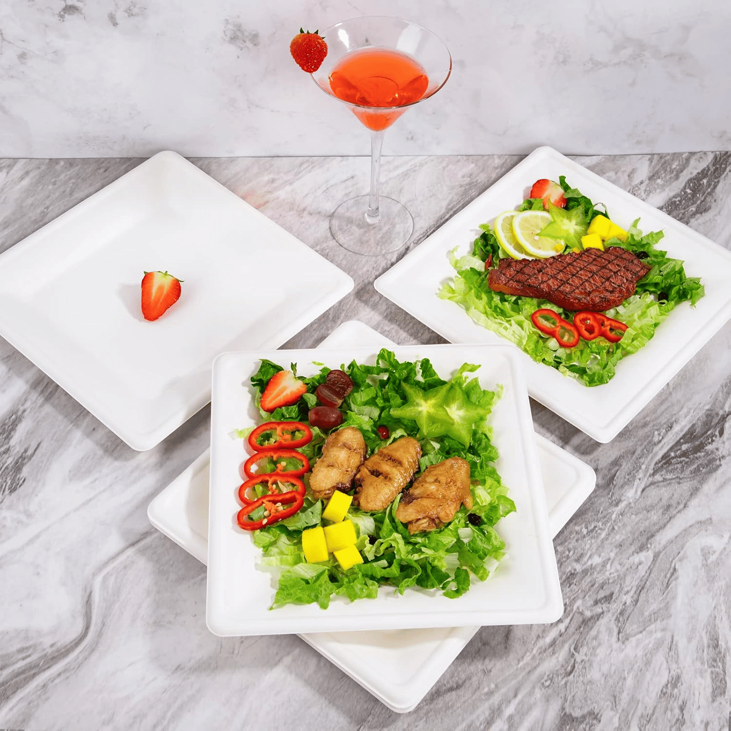 Square Biodegradable Bagasse Plates — view 7