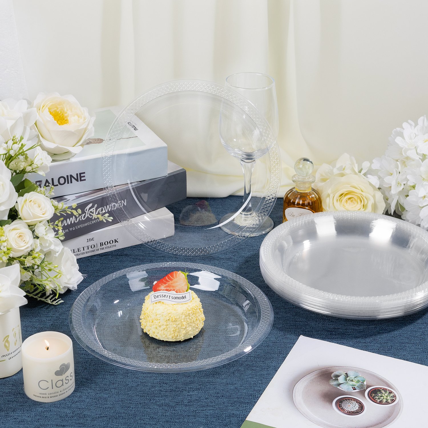 Clear 7inch Disposable Dinner Plates for Party (150 Pieces) — view 5