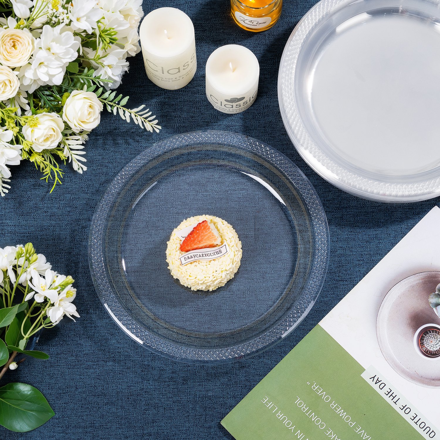Clear 7inch Disposable Dinner Plates for Party (150 Pieces) — view 6
