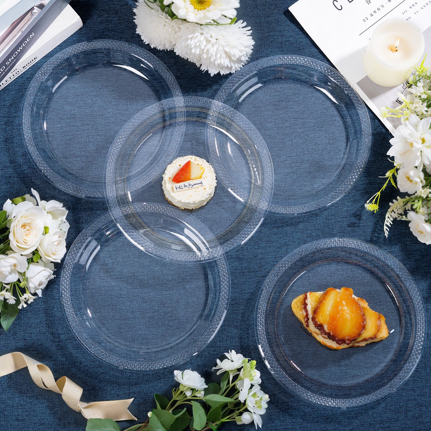 Clear 7inch Disposable Dinner Plates for Party (150 Pieces) — view 7