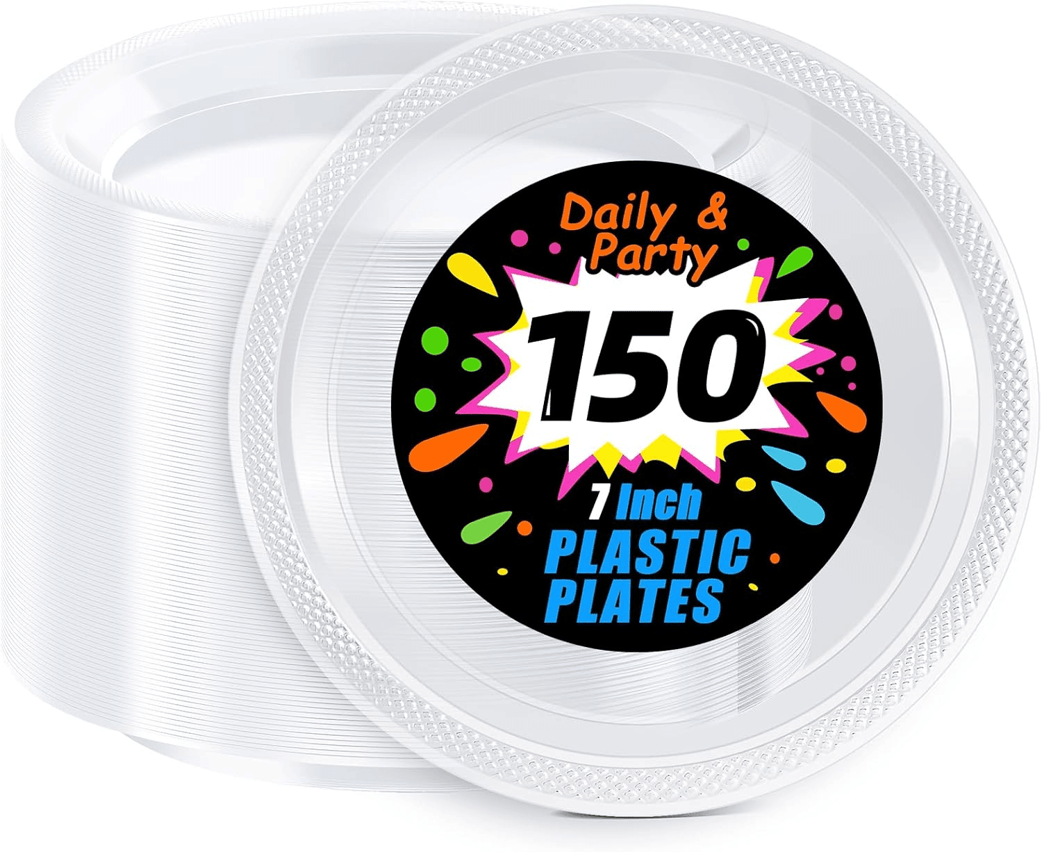 Clear 7inch Disposable Dinner Plates for Party (150 Pieces) — view 1
