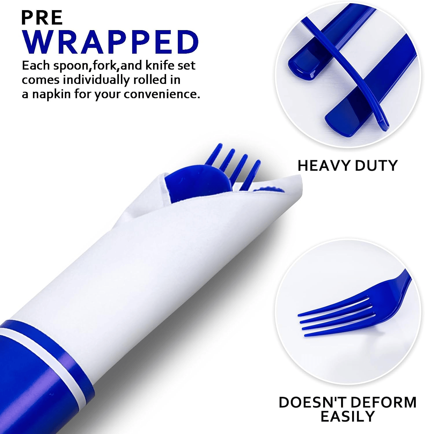 Blue Classic Pre Rolled Plastic Silverware Sets — view 8