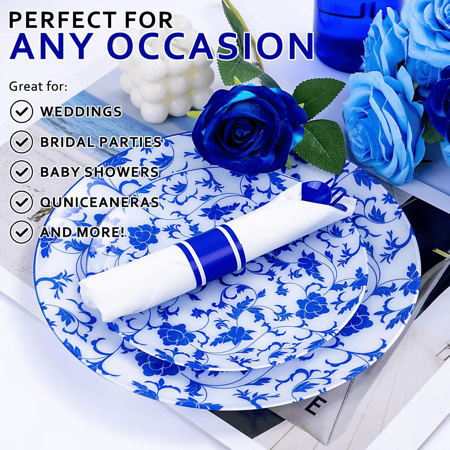 Blue Classic Pre Rolled Plastic Silverware Sets — view 9
