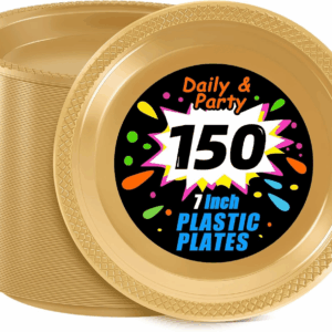 Gold 7inch Disposable Dinner Plates for Party (150 Pieces) — view 1