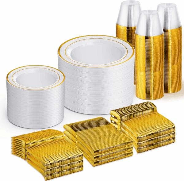 Gold Disposable Dinnerware Set — view 1