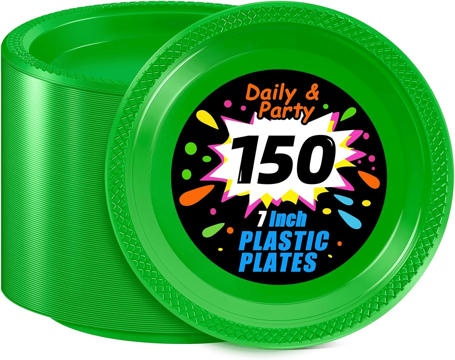 Green 7inch Disposable Dinner Plates for Party (150 Pieces) — view 1