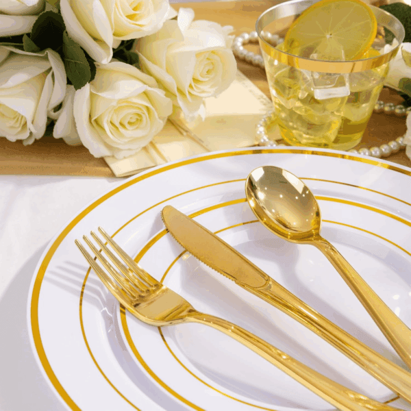 Gold Disposable Dinnerware Set — view 2