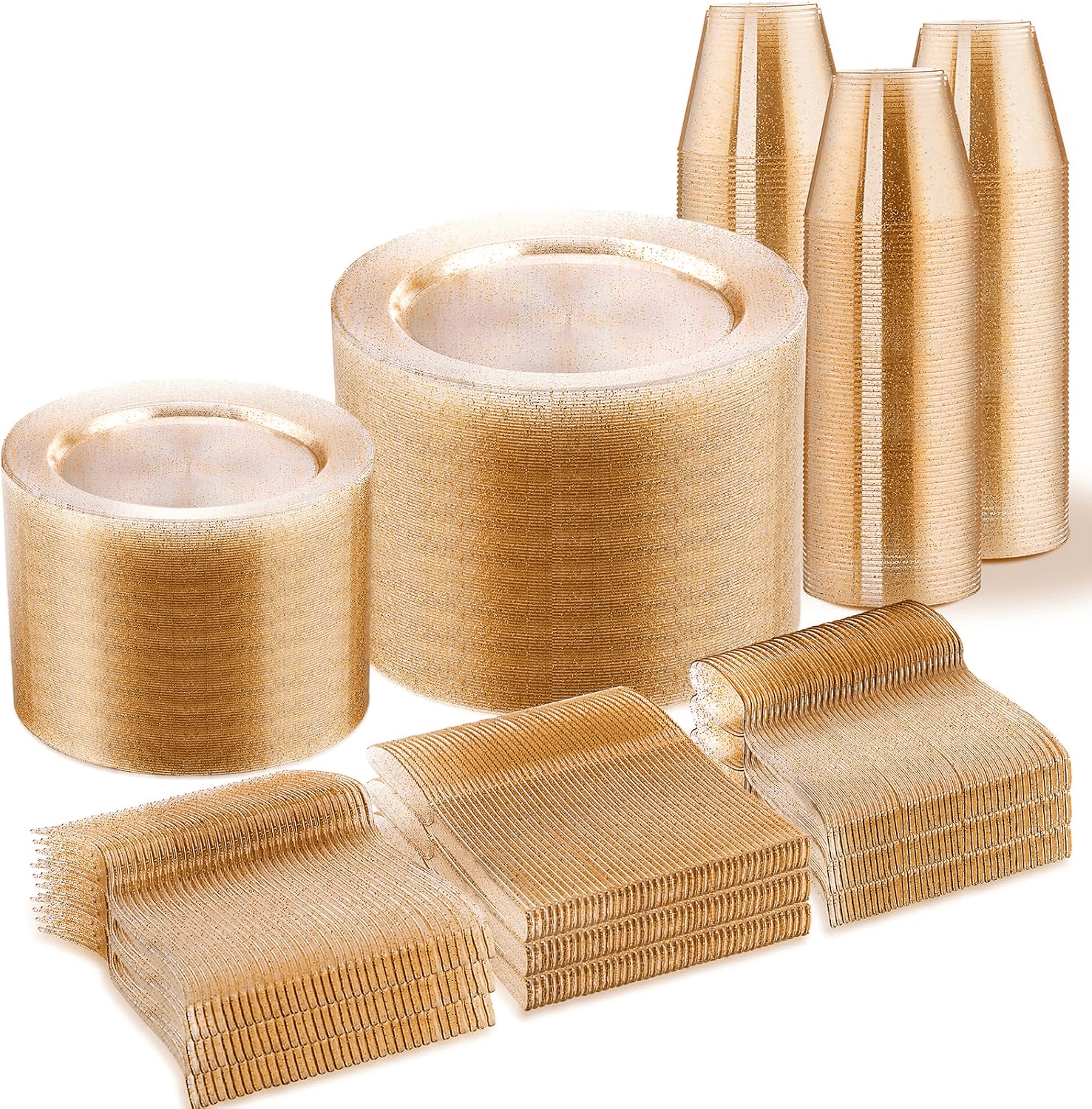 Gold Glitter Disposable Dinnerware Set — view 1
