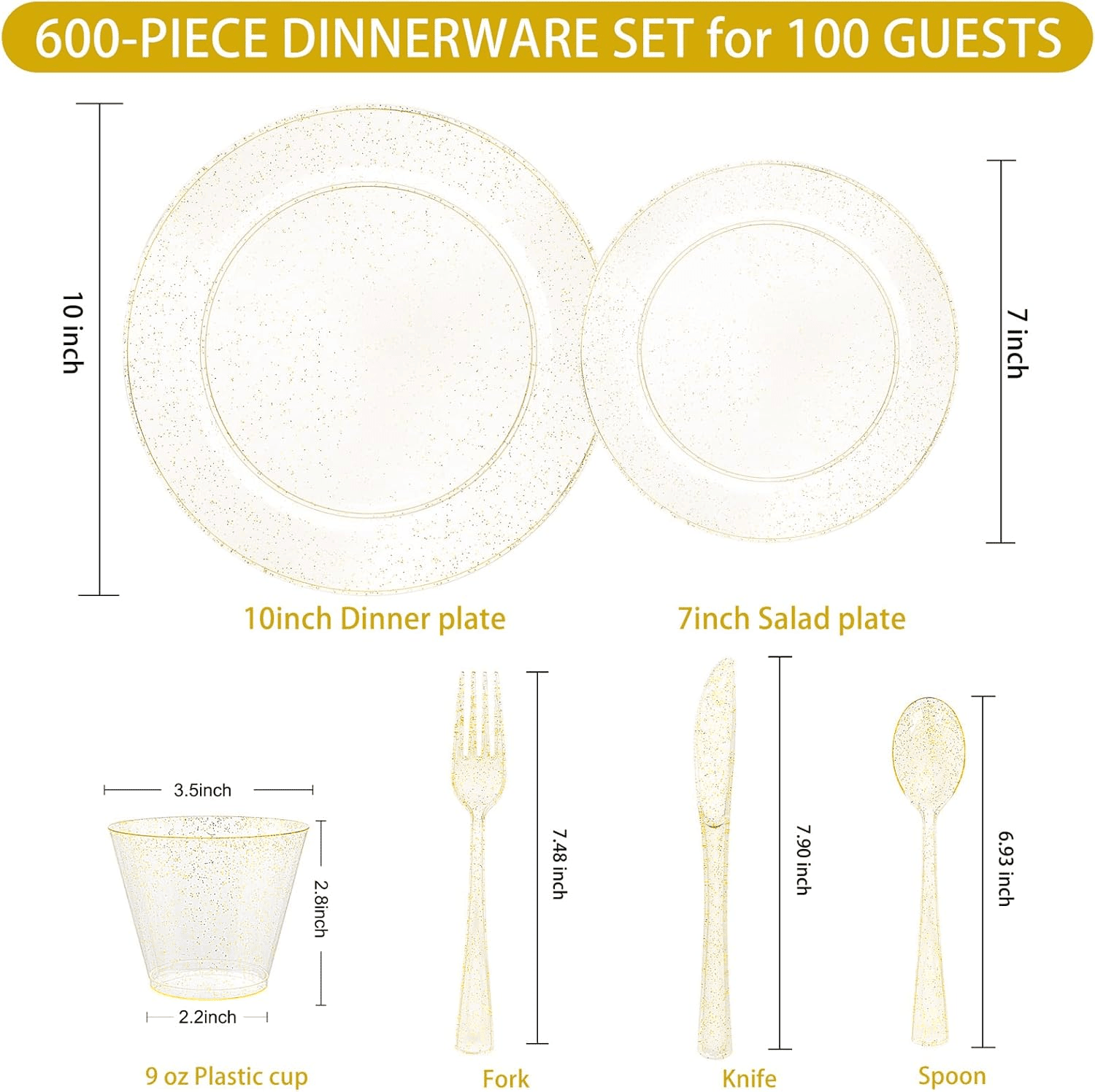 Gold Glitter Disposable Dinnerware Set — view 3