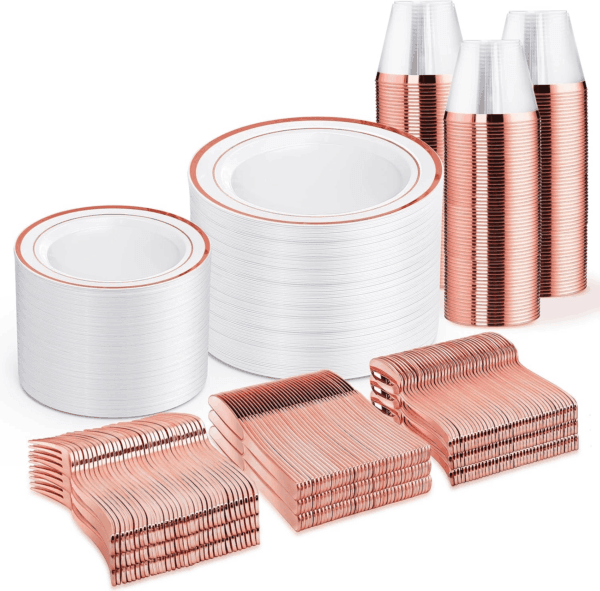 Rose Gold Disposable Dinnerware Set — view 1