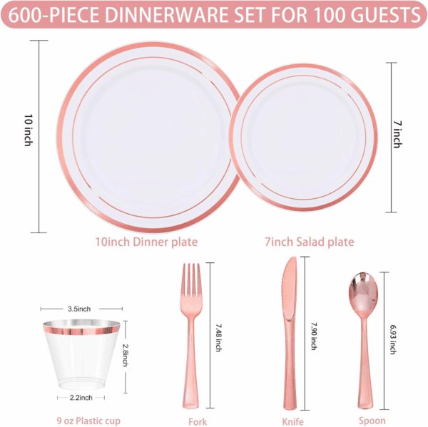 Rose Gold Disposable Dinnerware Set — view 3
