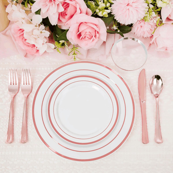 Rose Gold Disposable Dinnerware Set — view 4