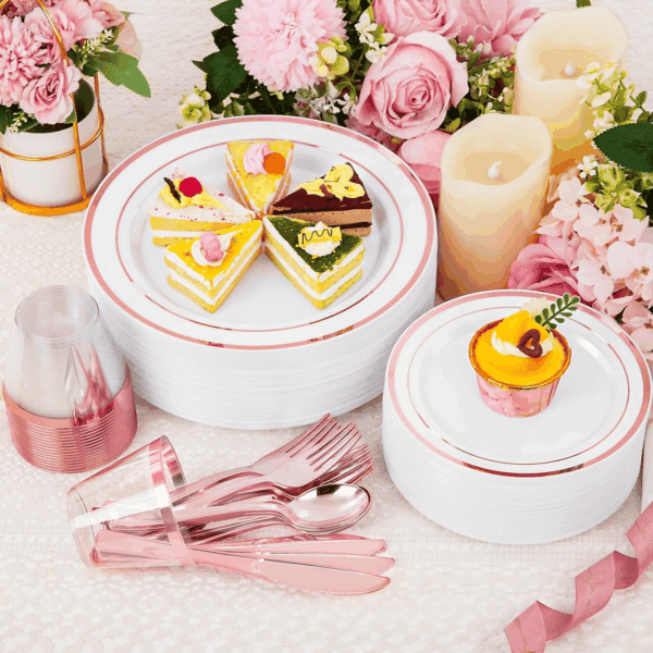 Rose Gold Disposable Dinnerware Set — view 5