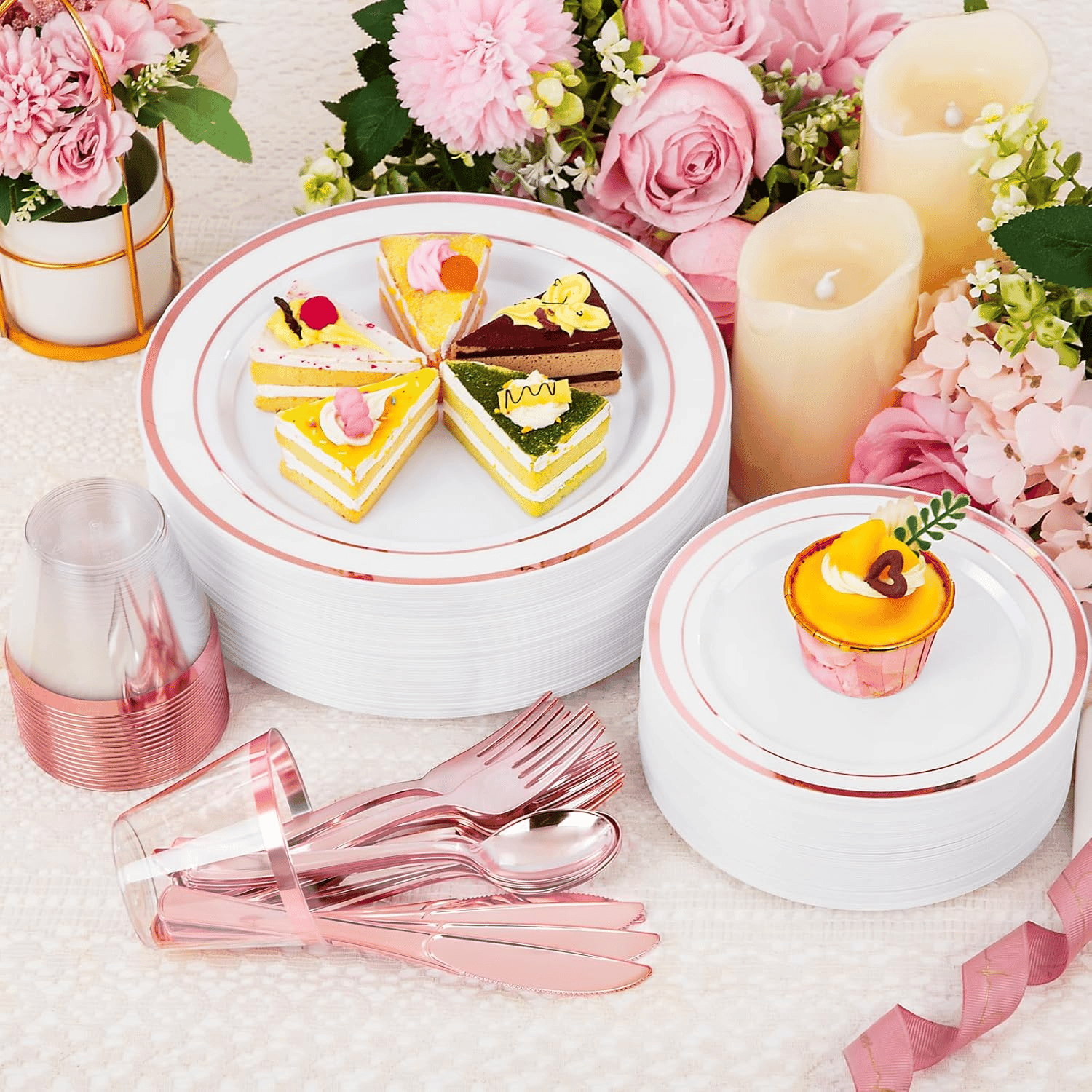 Rose Gold Disposable Dinnerware Set — view 5