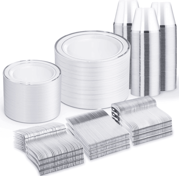 Silver Disposable Dinnerware Set — view 1