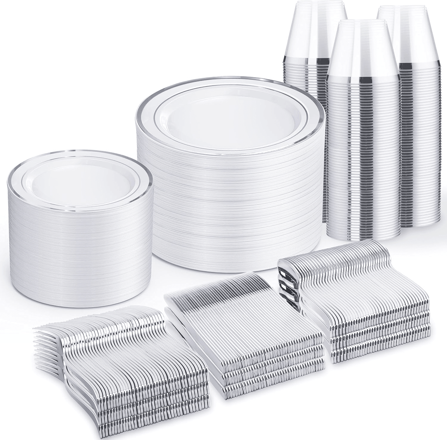Silver Disposable Dinnerware Set — view 1