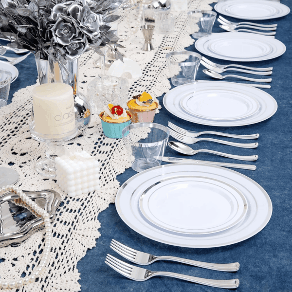 Silver Disposable Dinnerware Set — view 2
