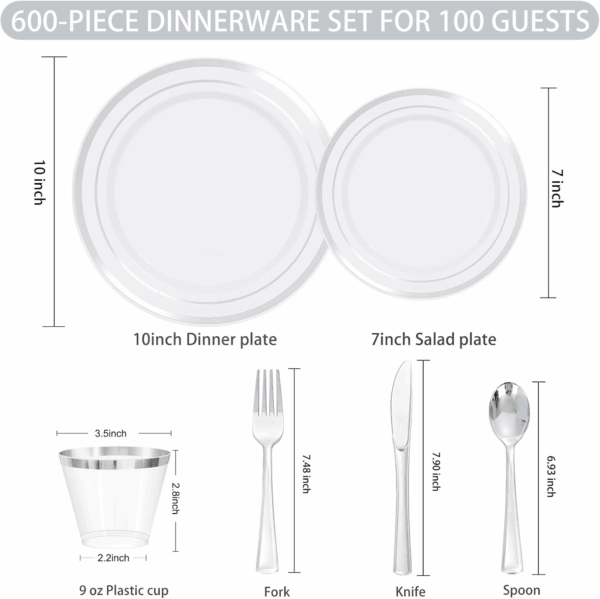Silver Disposable Dinnerware Set — view 3