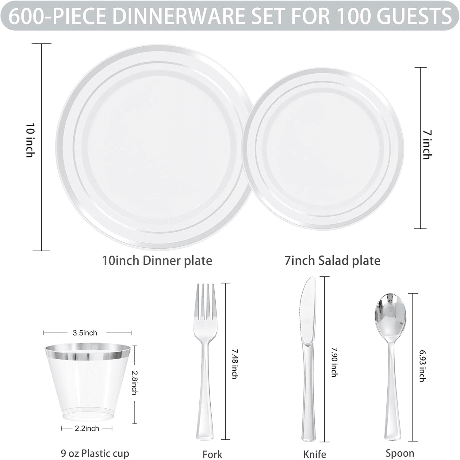 Silver Disposable Dinnerware Set — view 3