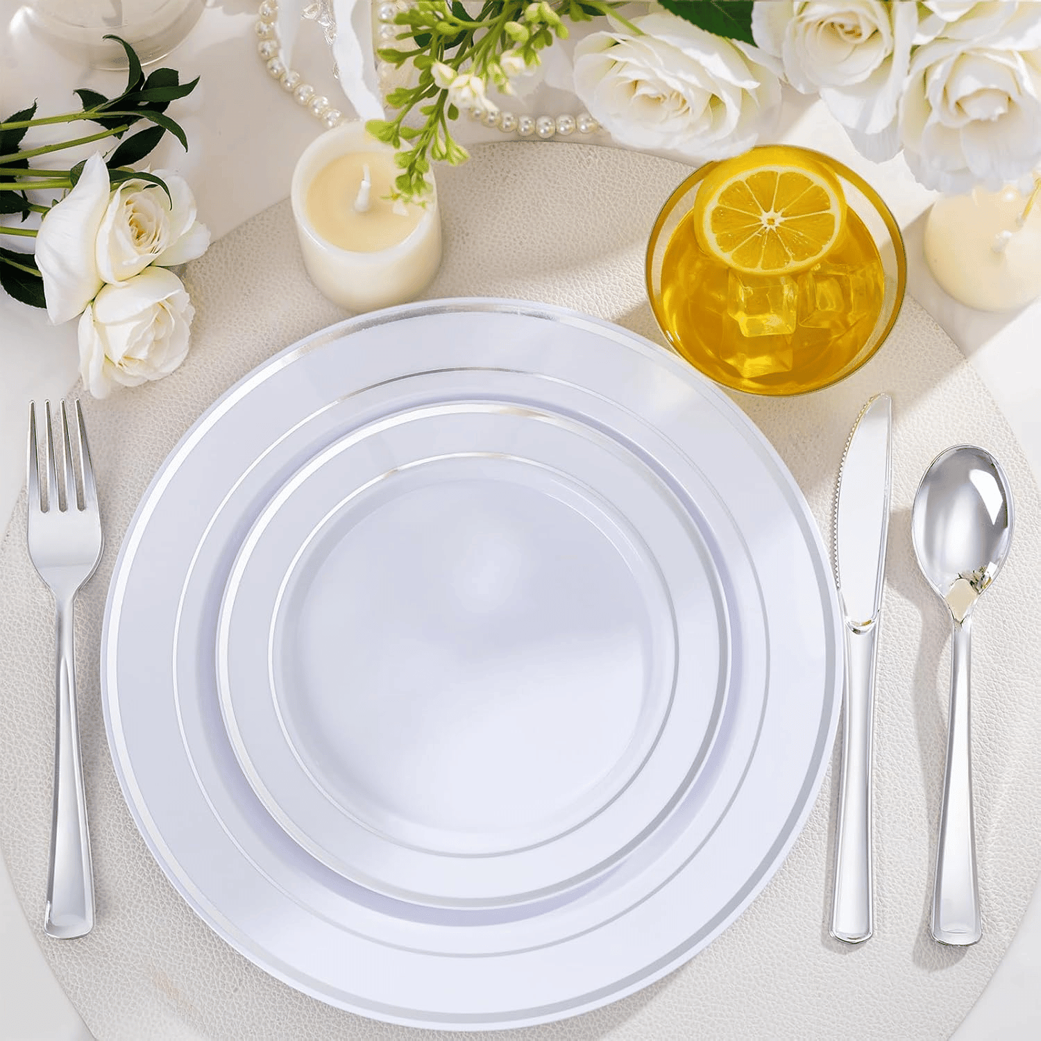 Silver Disposable Dinnerware Set — view 4