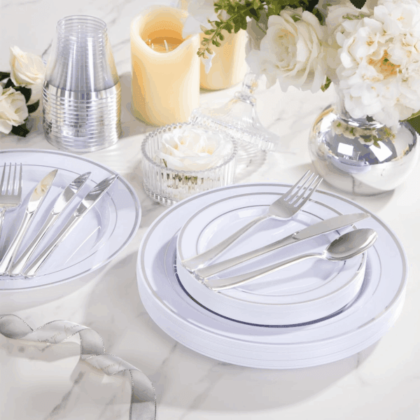 Silver Disposable Dinnerware Set — view 5