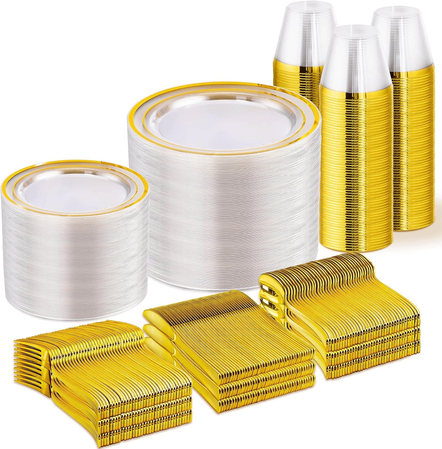 Clear Gold Disposable Dinnerware Set — view 1
