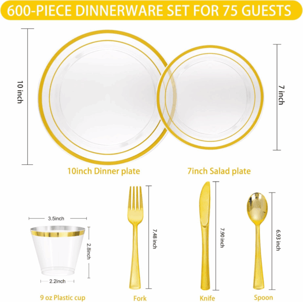 Clear Gold Disposable Dinnerware Set — view 3