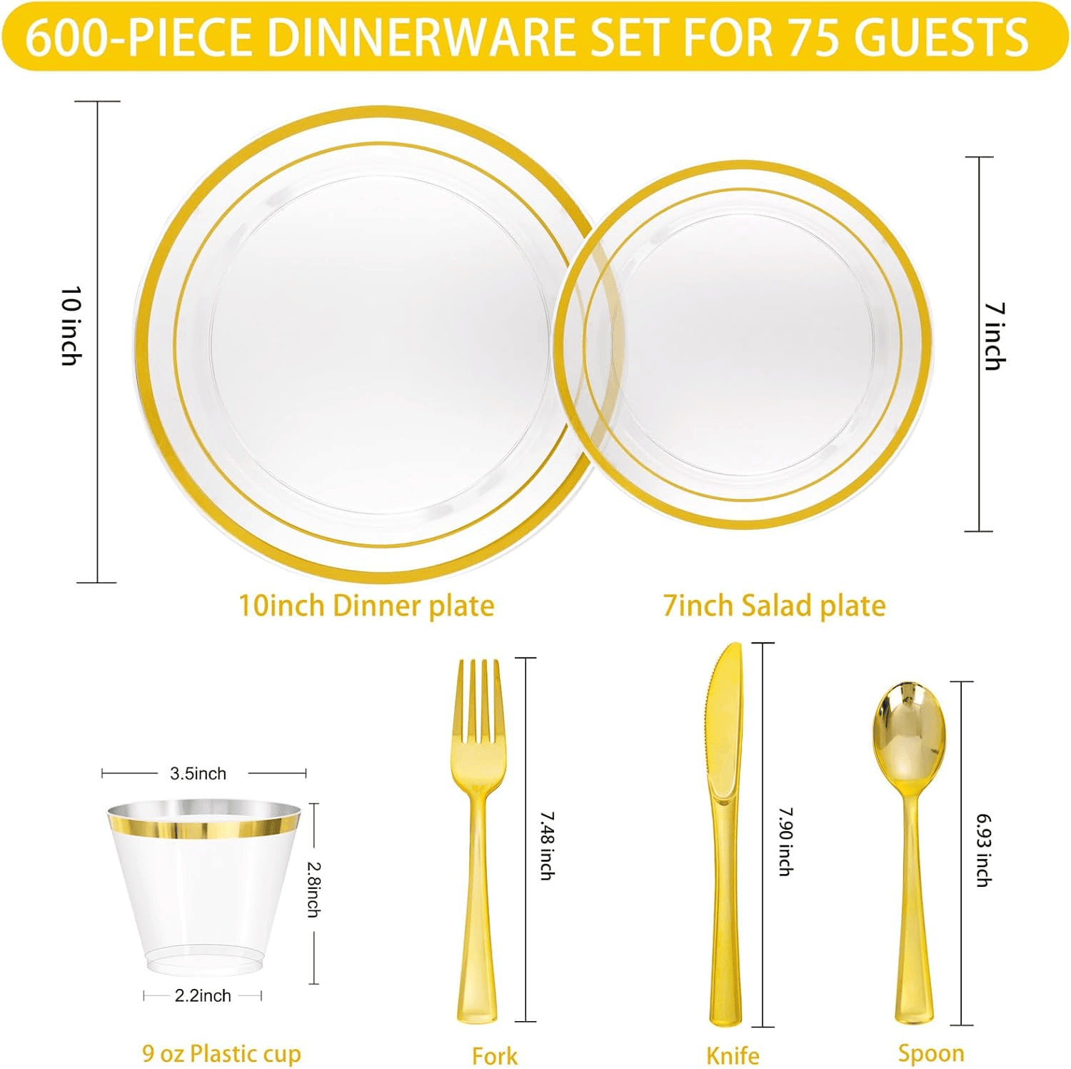 Clear Gold Disposable Dinnerware Set — view 3