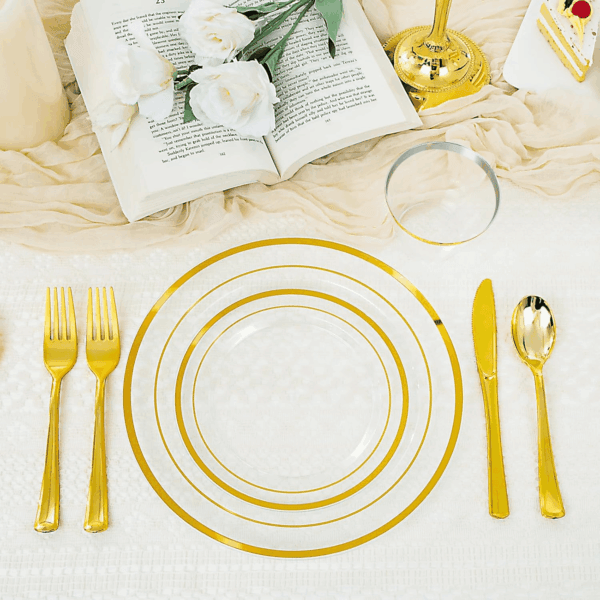Clear Gold Disposable Dinnerware Set — view 5