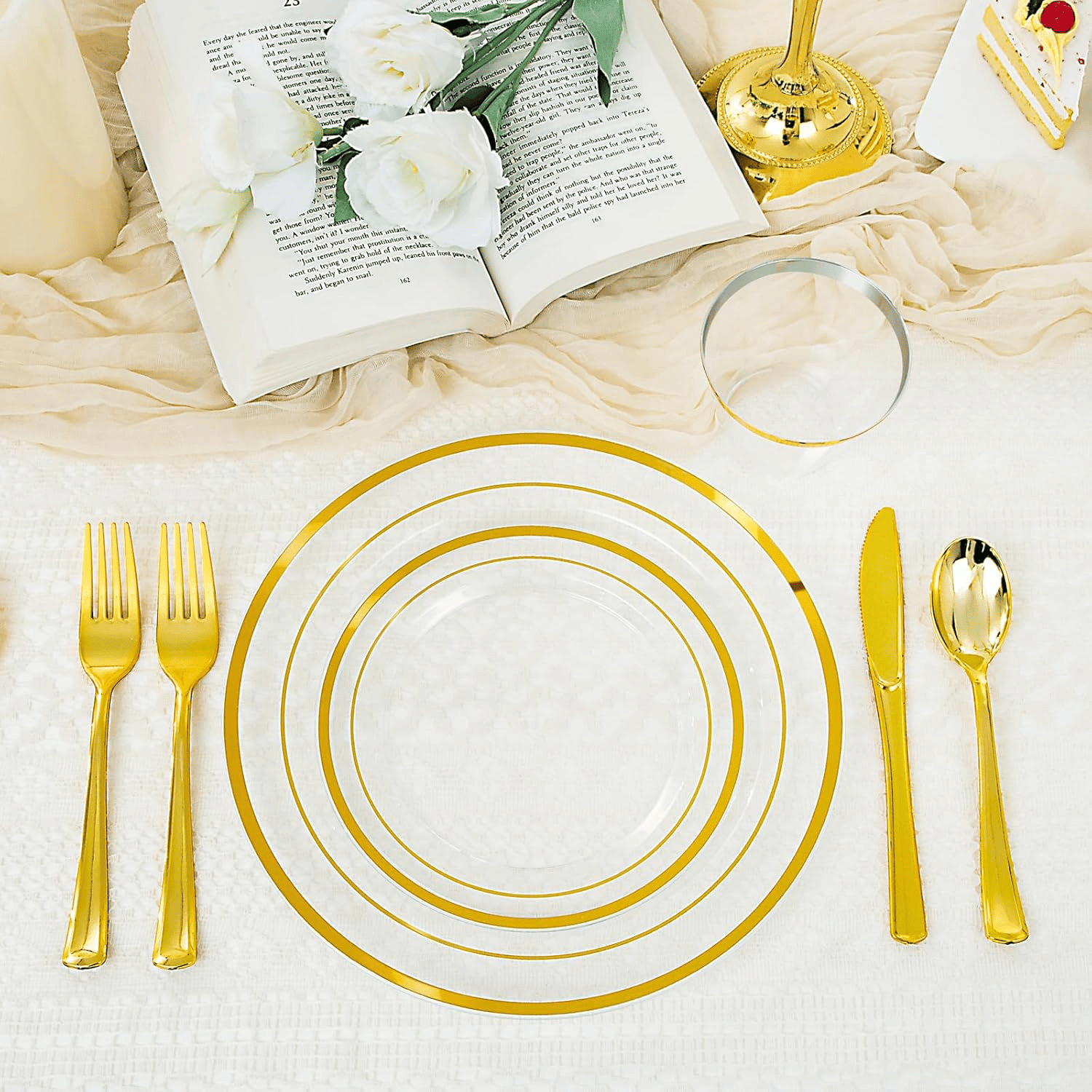 Clear Gold Disposable Dinnerware Set — view 5