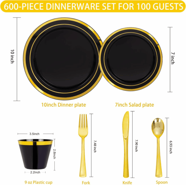 Black Disposable Dinnerware Set — view 3