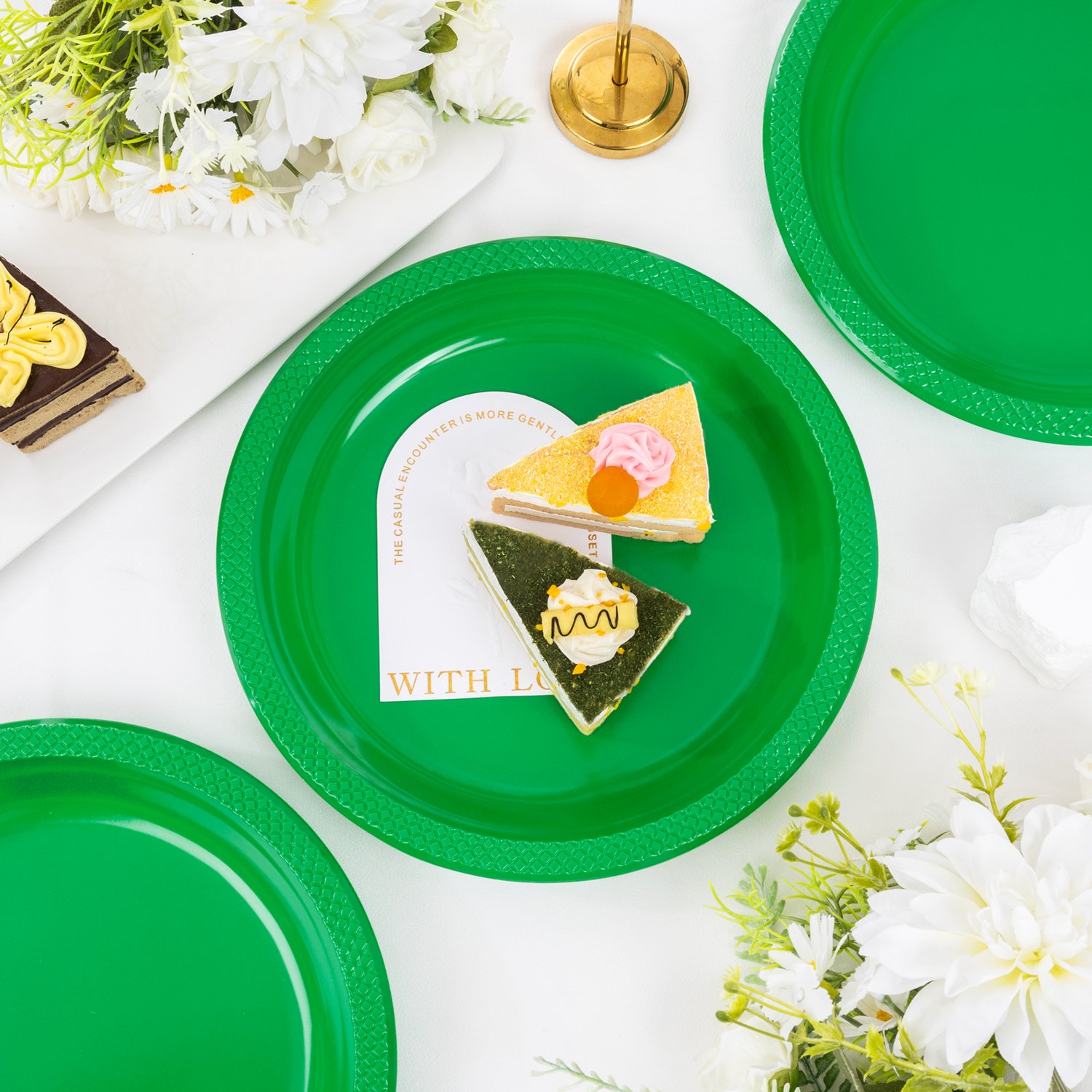 Green 7inch Disposable Dinner Plates for Party (150 Pieces) — view 5