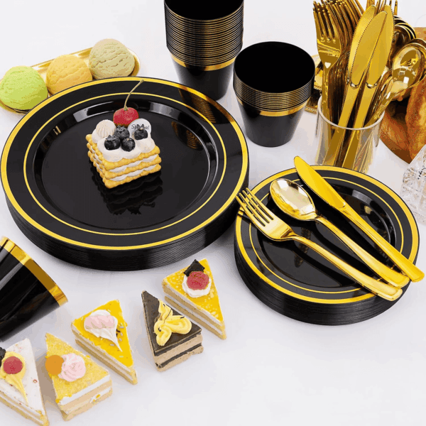 Black Disposable Dinnerware Set — view 5