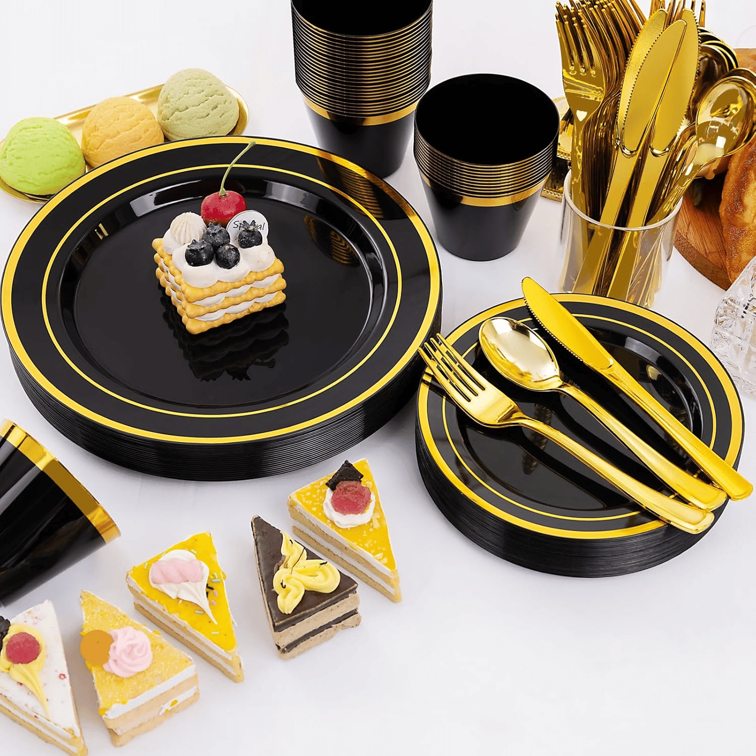 Black Disposable Dinnerware Set — view 5