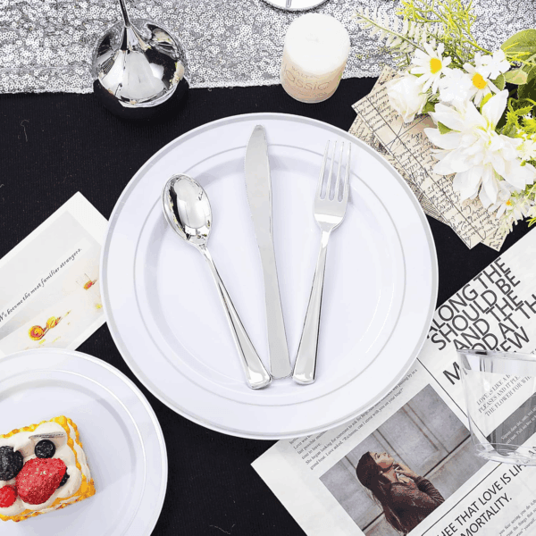 Silver Deluxe Disposable Dinnerware Set — view 8