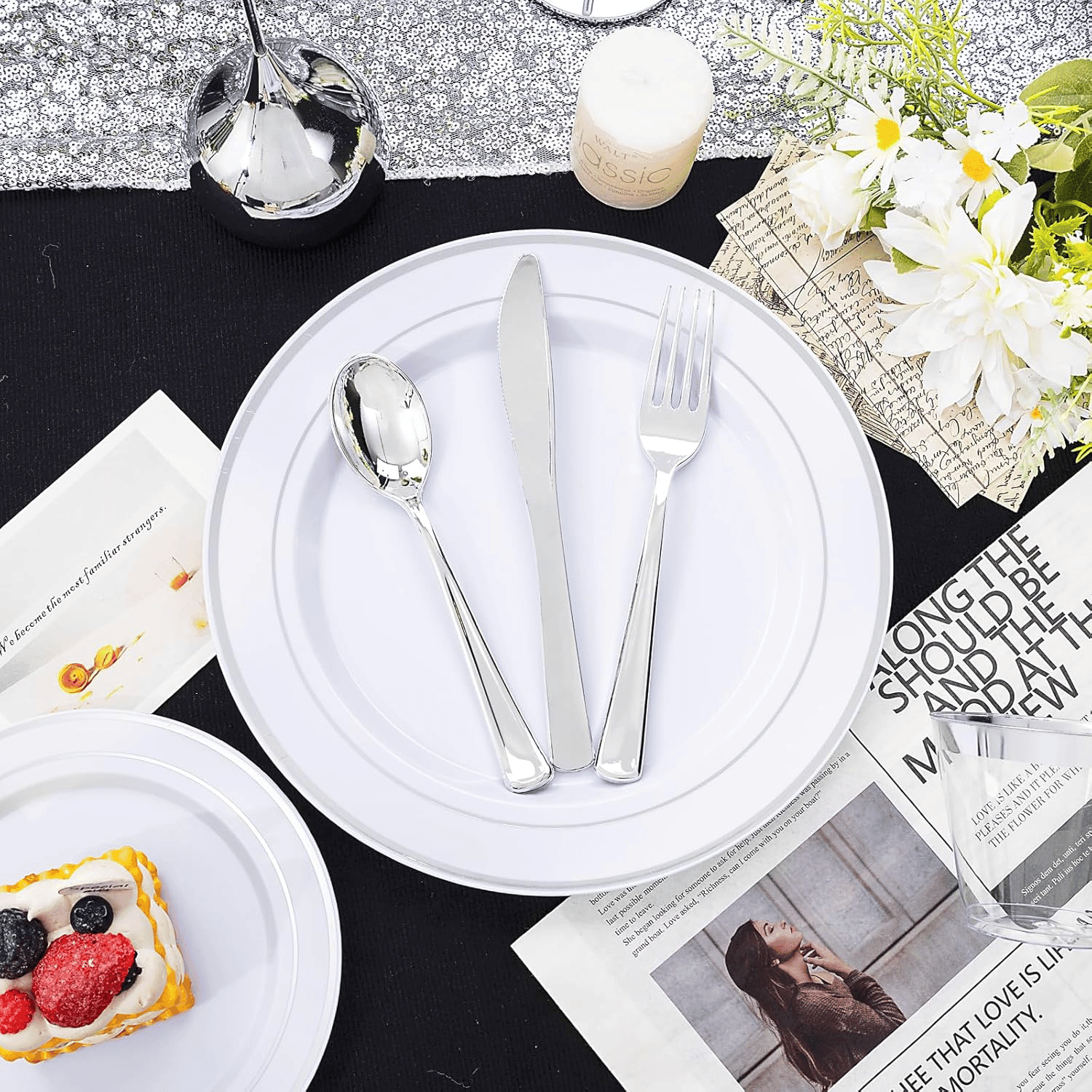 Silver Deluxe Disposable Dinnerware Set — view 8