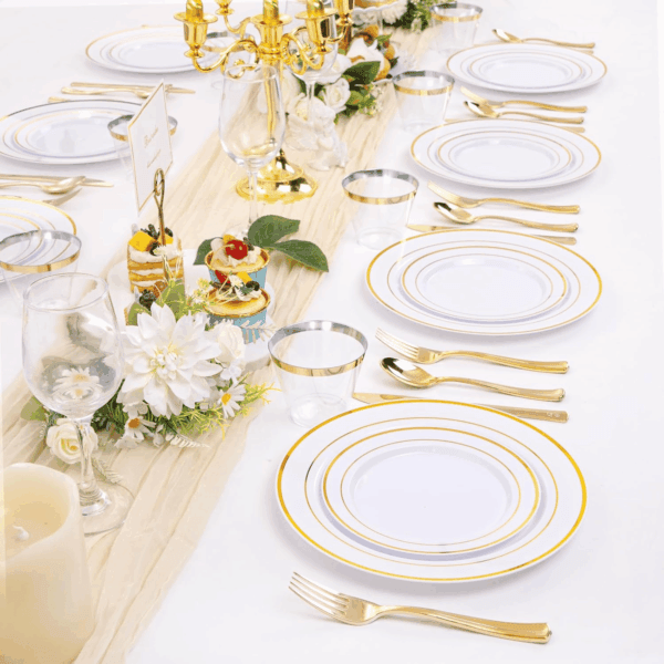 Gold Deluxe Disposable Dinnerware Set — view 8