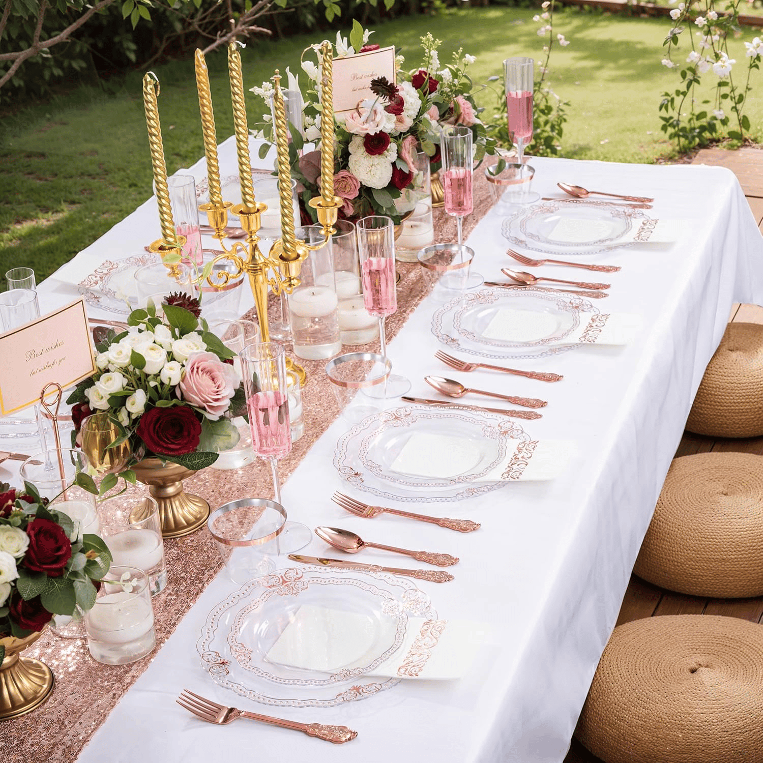 Fancy Clear Rose Gold Dinnerware Set — view 8