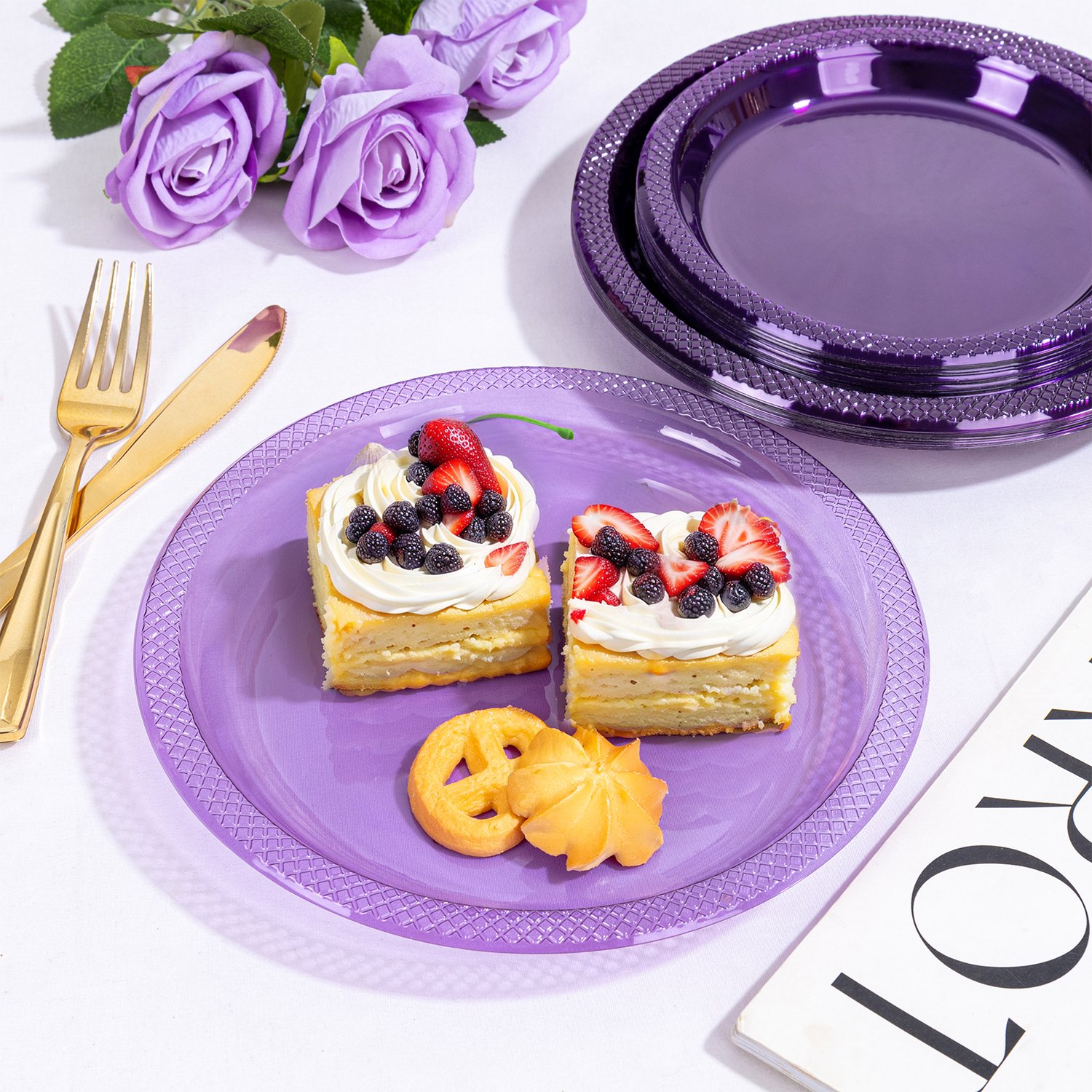 Lavender 7inch Disposable Dinner Plates for Party (150 Pieces) — view 6