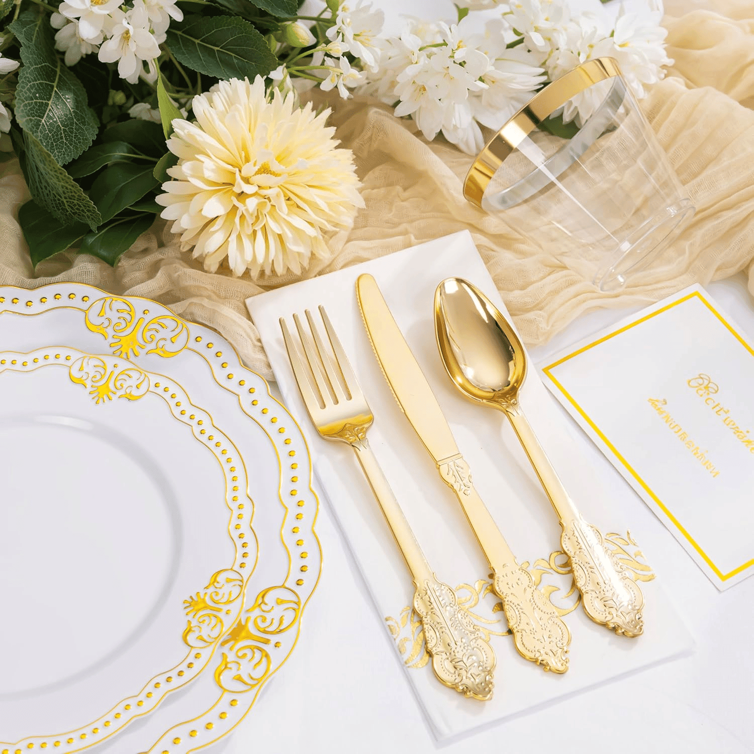 Fancy White And Gold Dinnerware Set — view 8