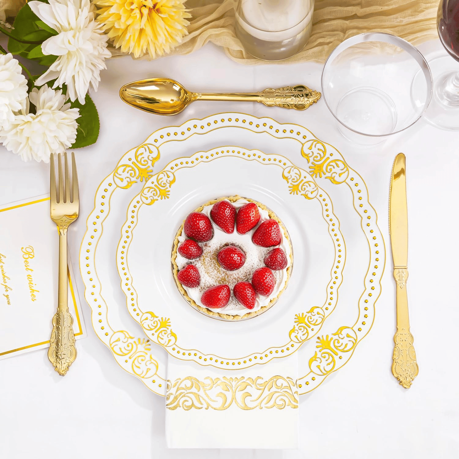 Fancy White And Gold Dinnerware Set — view 9
