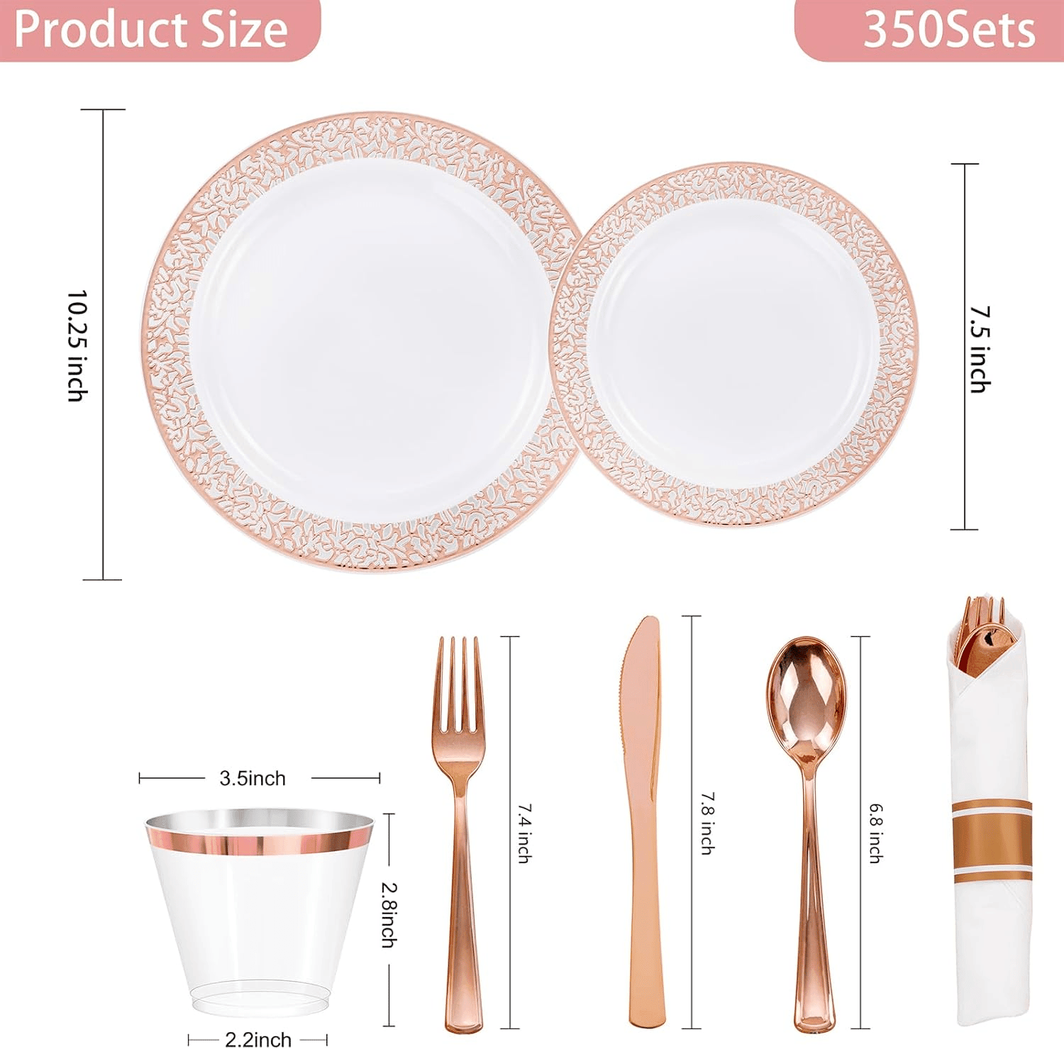 Rose Gold Dinnerware Sets (350 Pieces) — view 2