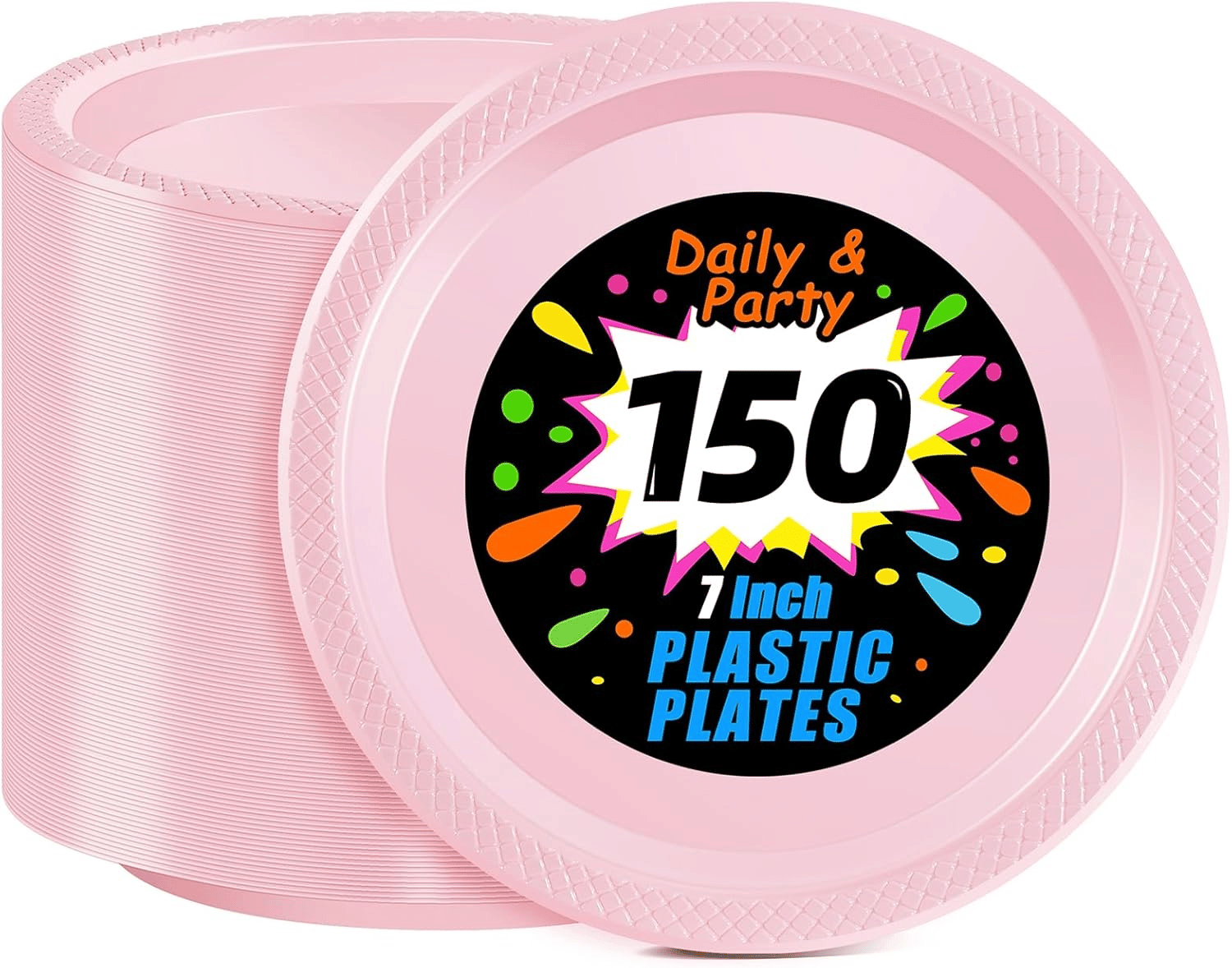 Pink 7inch Disposable Dinner Plates for Party (150 Pieces) — view 1