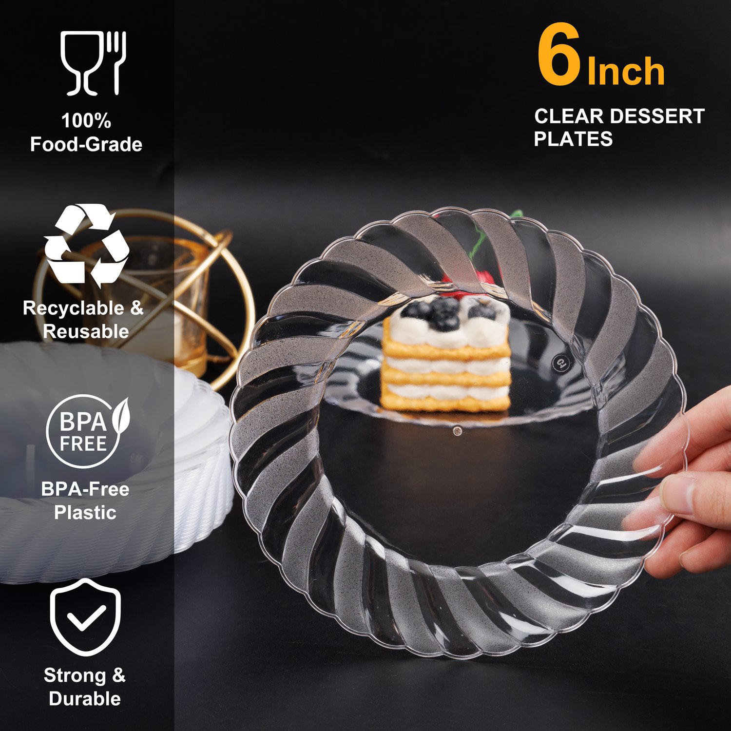 Clear Scalloped Plastic Plates Disposable — view 2