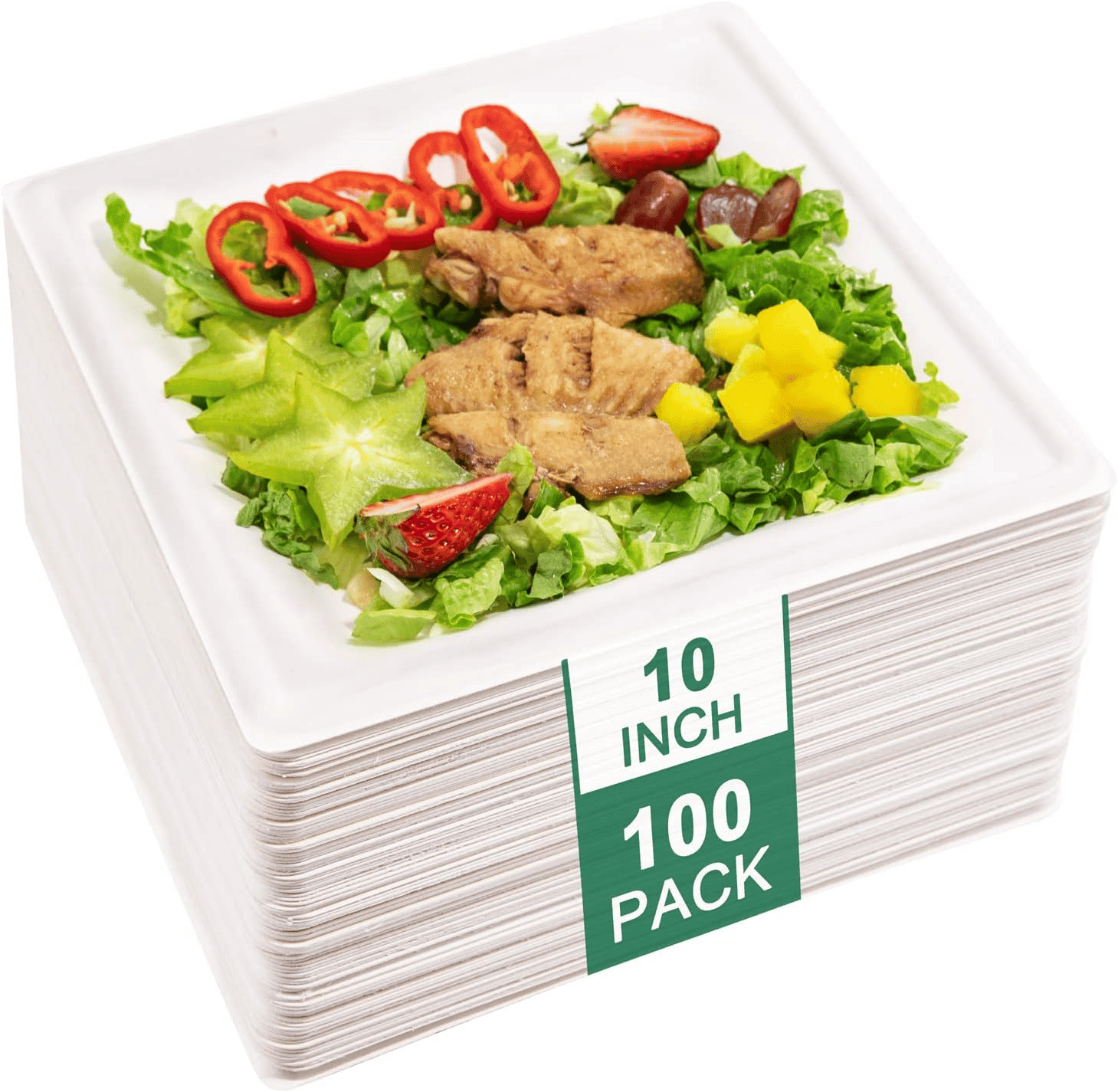 Square Biodegradable Bagasse Plates — view 1