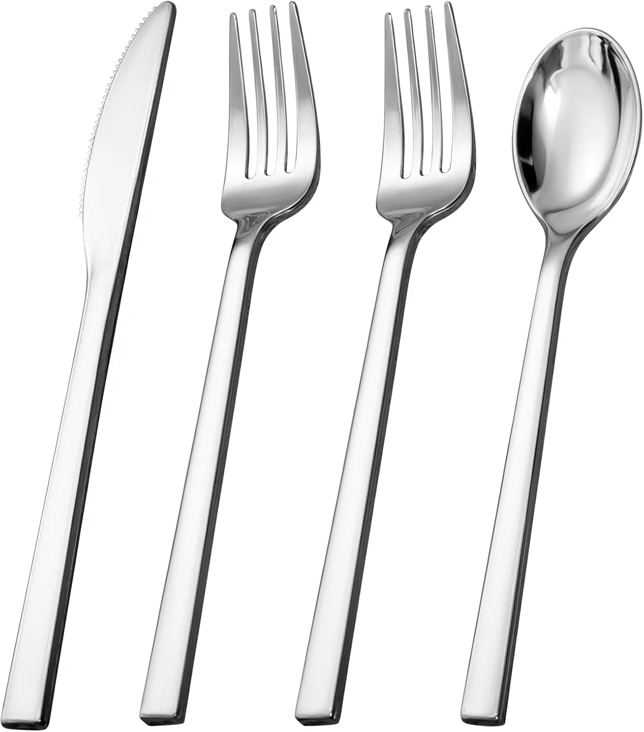 Luxury Plastic Silverware Set (180 Pieces) – Silver, Silver Wedding