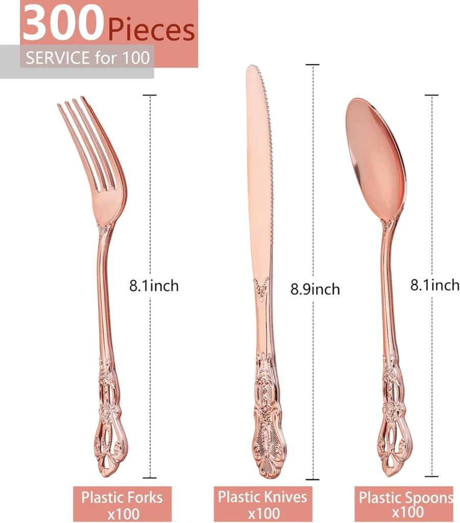 Rose Gold Vintage Plastic Silverware Set — detail 3