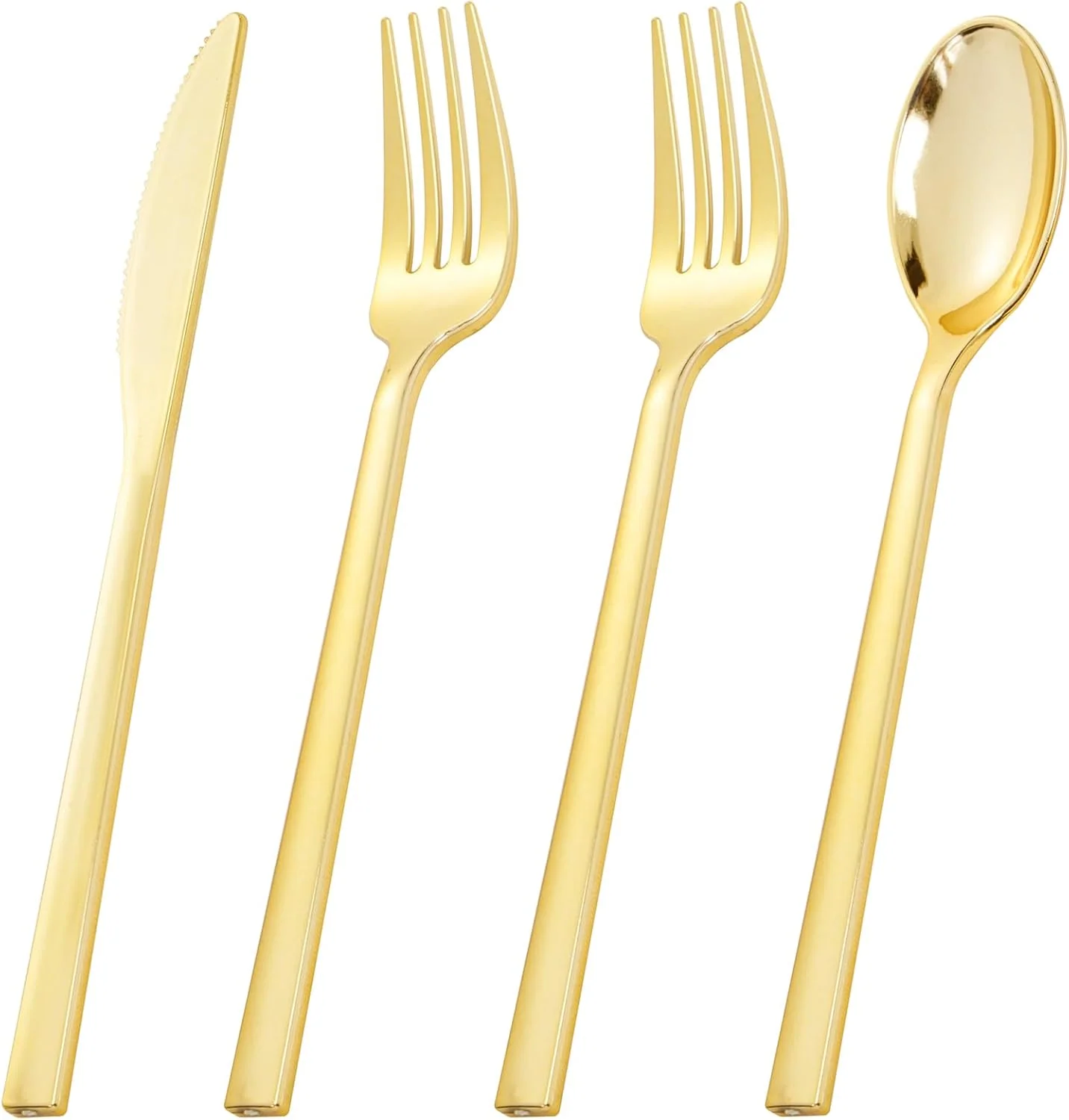 Luxury Plastic Silverware Set (180 Pieces) – Gold, Classic